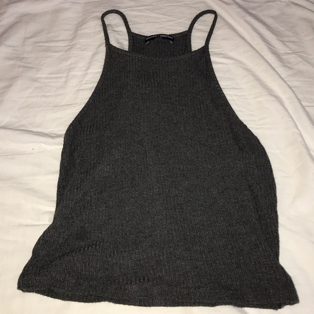 dark grey bandy melville ribbed top